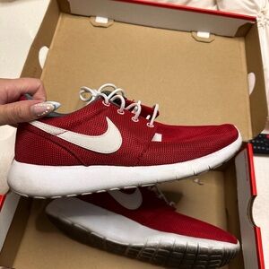 Nike Red Mesh Kids Sneakers with White Swoosh